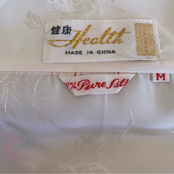 NWT silk ivory hand embroidered golden dragon  kimono robe - Picture 9 of 9